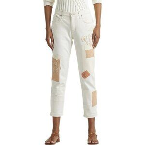 Lauren Ralph Lauren Patchwork Relaxed Tapered Jeans in Cream ( 20W )